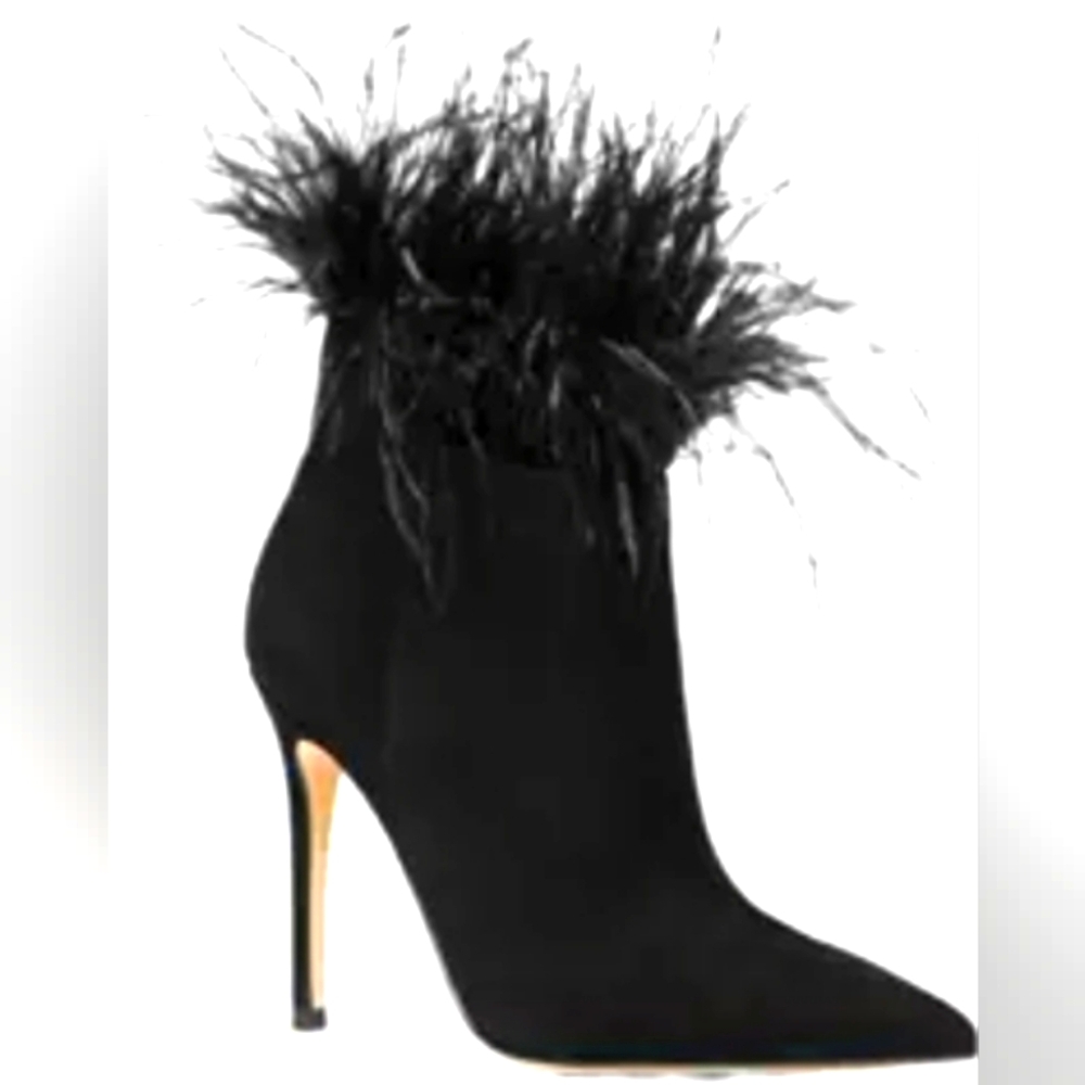 MICHAEL Michael Kors Black Ankle Boots with Feather Detail